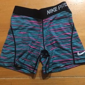 Pink and Blue Nike Pro Spandex